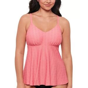Swim Solutions Women Pink Textured Flowy Underwire Swim Tankini Top Size US 8